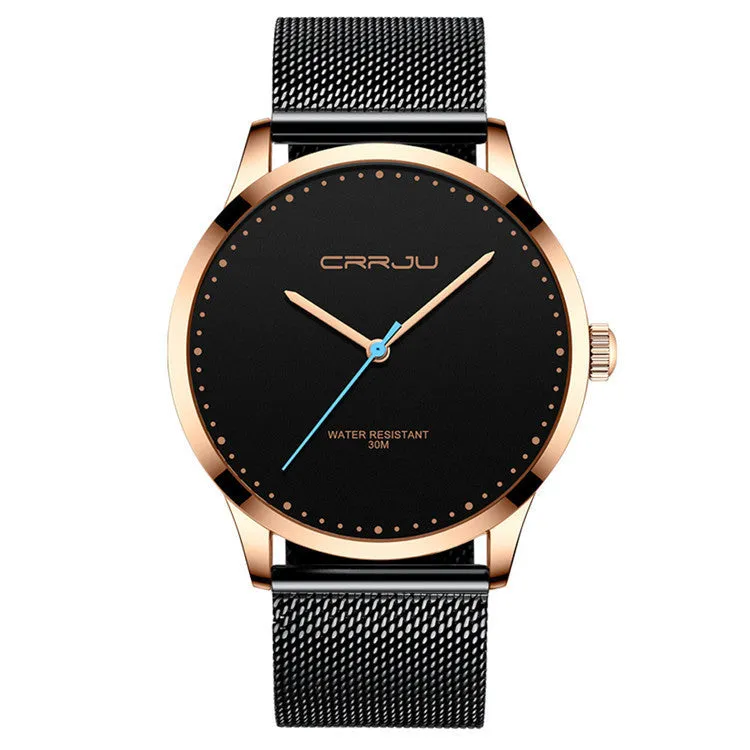 Men's stainless steel mesh belt fashion watch with quartz movement alloy case and 30M water resistance