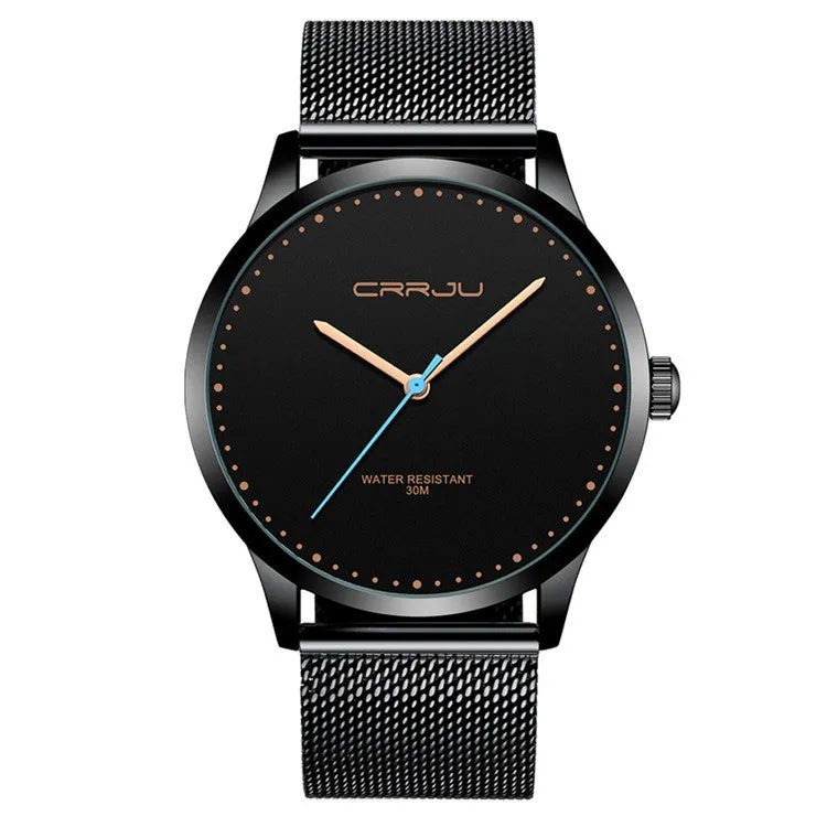 Men's stainless steel mesh belt fashion watch with quartz movement alloy case and 30M water resistance