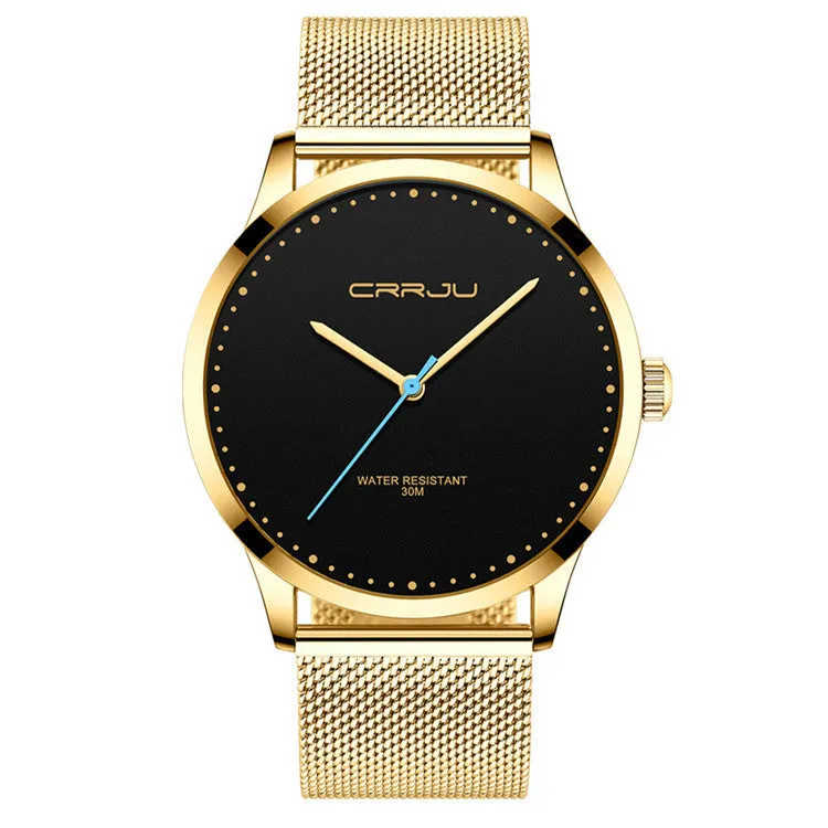 Men's stainless steel mesh belt fashion watch with quartz movement alloy case and 30M water resistance