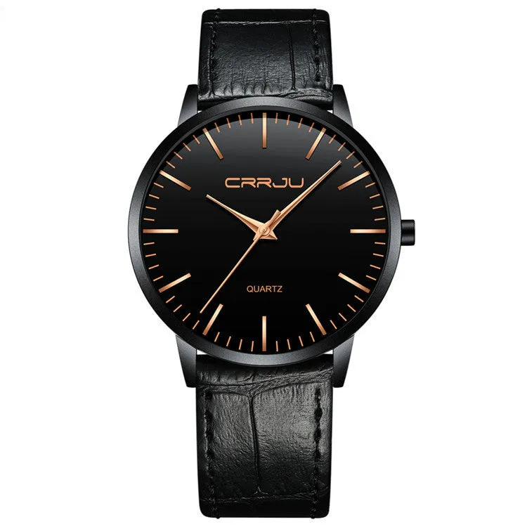 Casual men's and women's quartz watch with alloy case and mesh strap, black dial, 30m water resistance