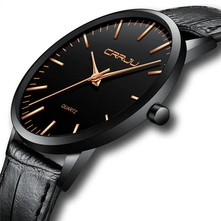 Casual men's and women's quartz watch with alloy case and mesh strap, black dial, 30m water resistance