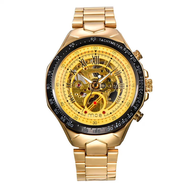 MCE men's mechanical watch stainless steel skeleton dial explosion proof self-winding wristwatch