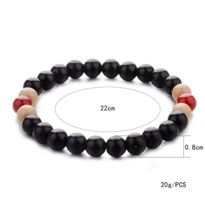 Natural stone beaded bracelet with lava beads, 18cm length, unisex ethnic style