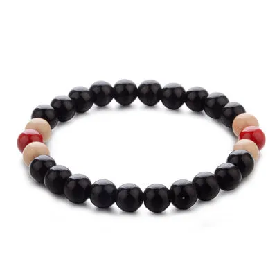 Natural stone beaded bracelet with lava beads, 18cm length, unisex ethnic style