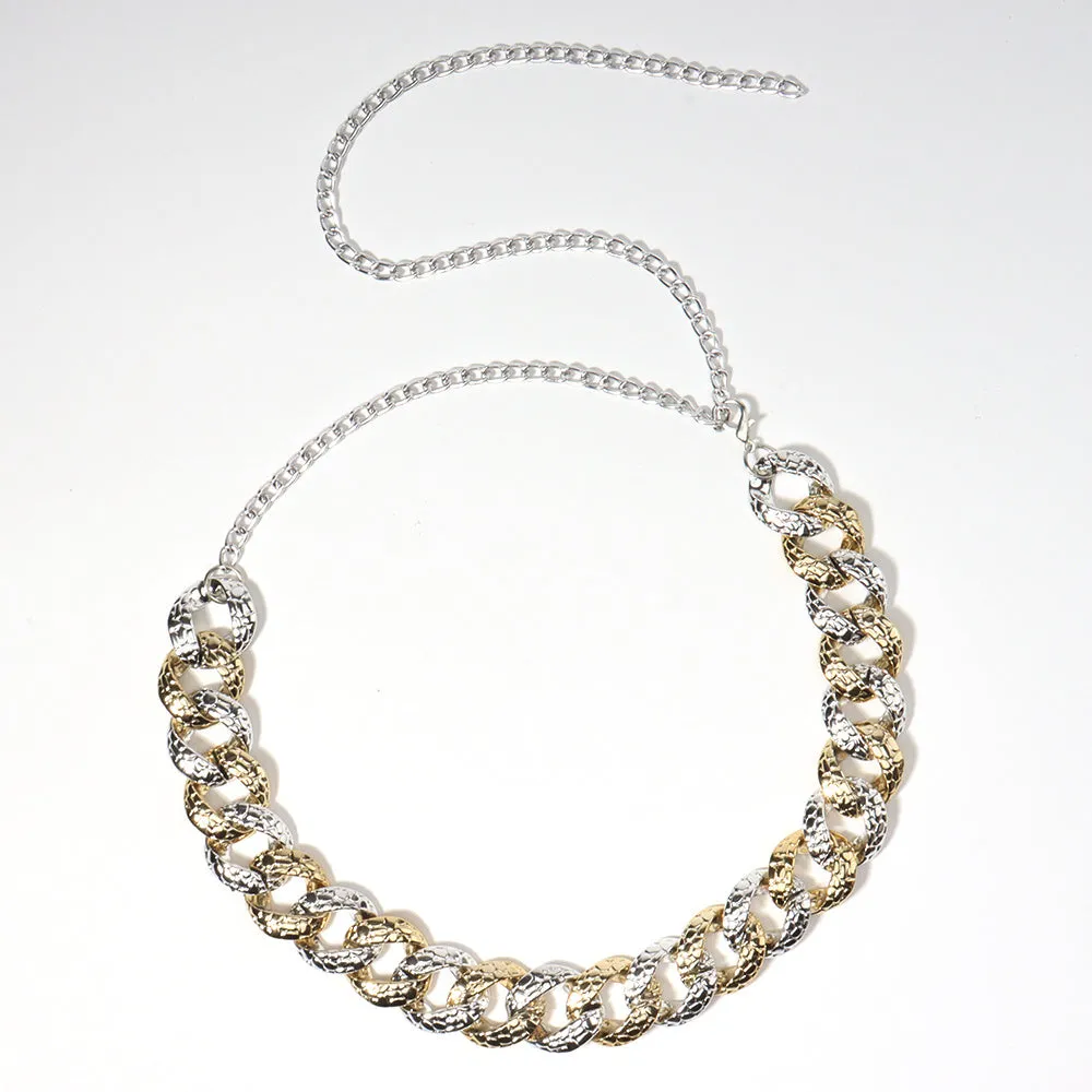 Acrylic body chain with electroplated colour mixture, adjustable 70-100cm for women summer use