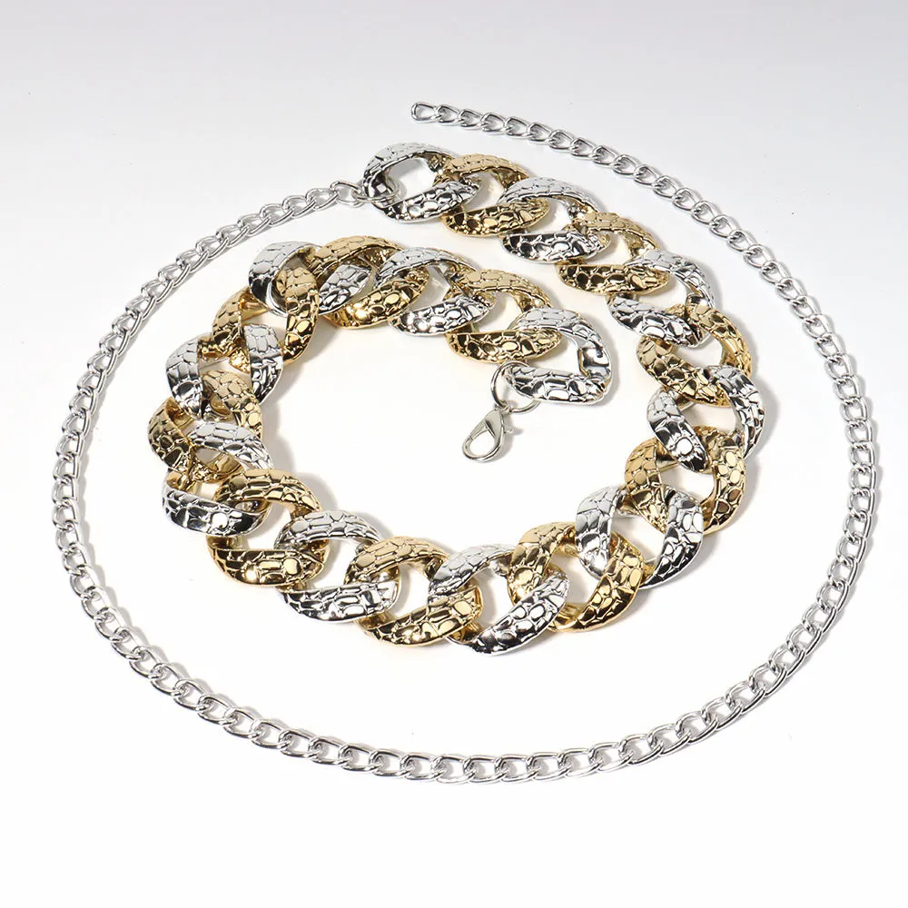 Acrylic body chain with electroplated colour mixture, adjustable 70-100cm for women summer use