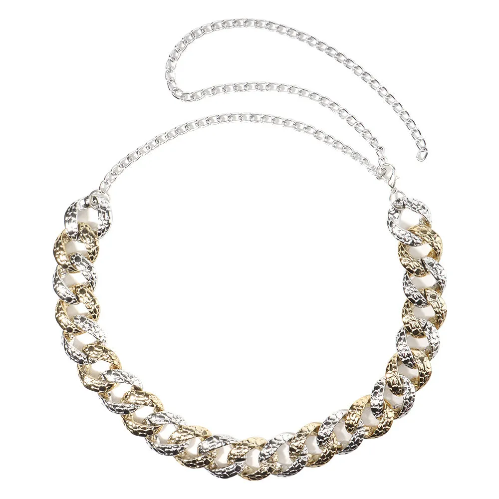 Acrylic body chain with electroplated colour mixture, adjustable 70-100cm for women summer use