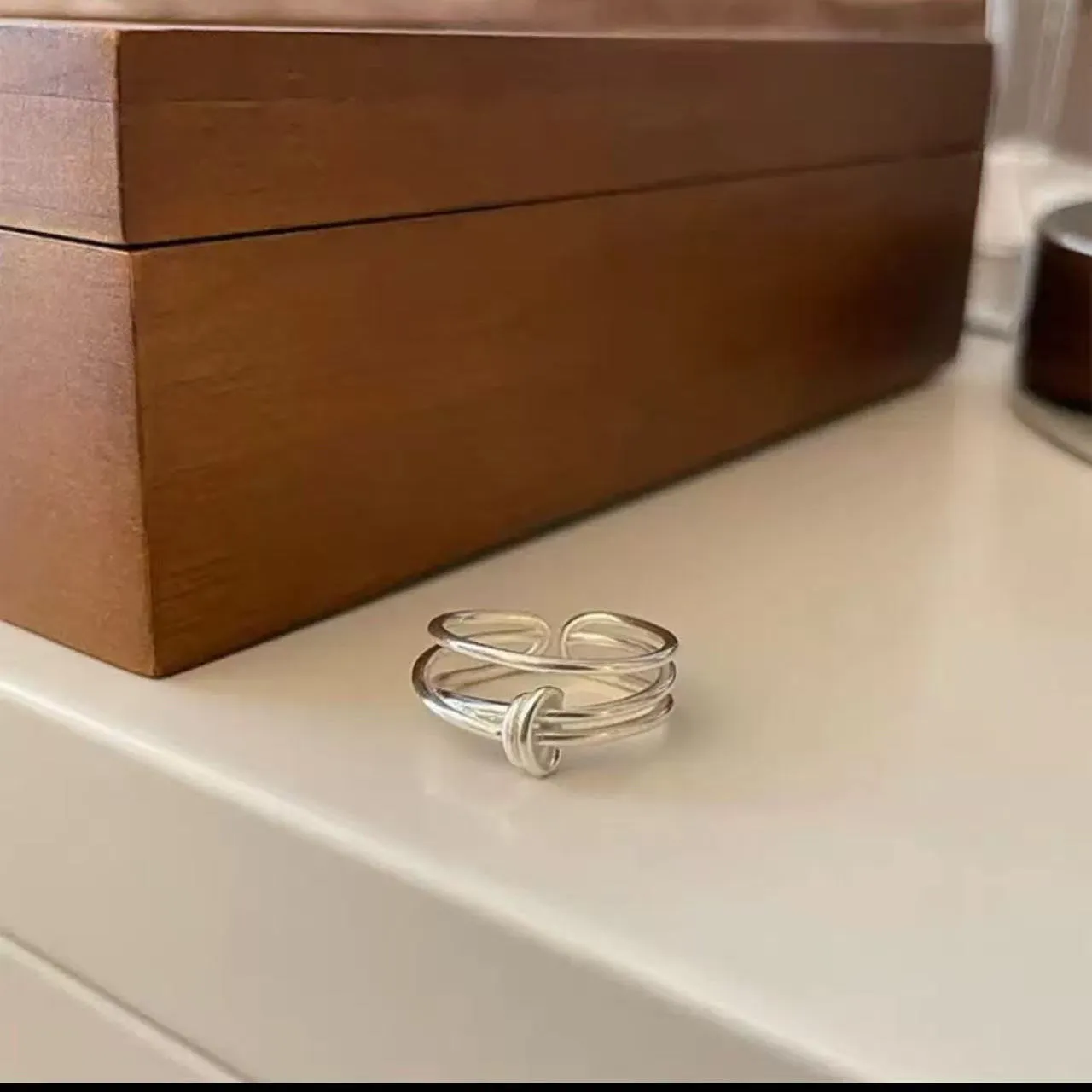 Copper drop open ring with simple no-pigment style, electroplated finish, multiple colour options available