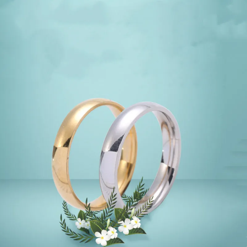 Unisex alloy couple ring electroplated silver colour geometric design on white background