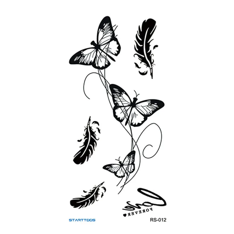 Creative Home flowers and plants tattoo sticker water transfer print half-handmade semi-mechanical 6x17cm decal on skin