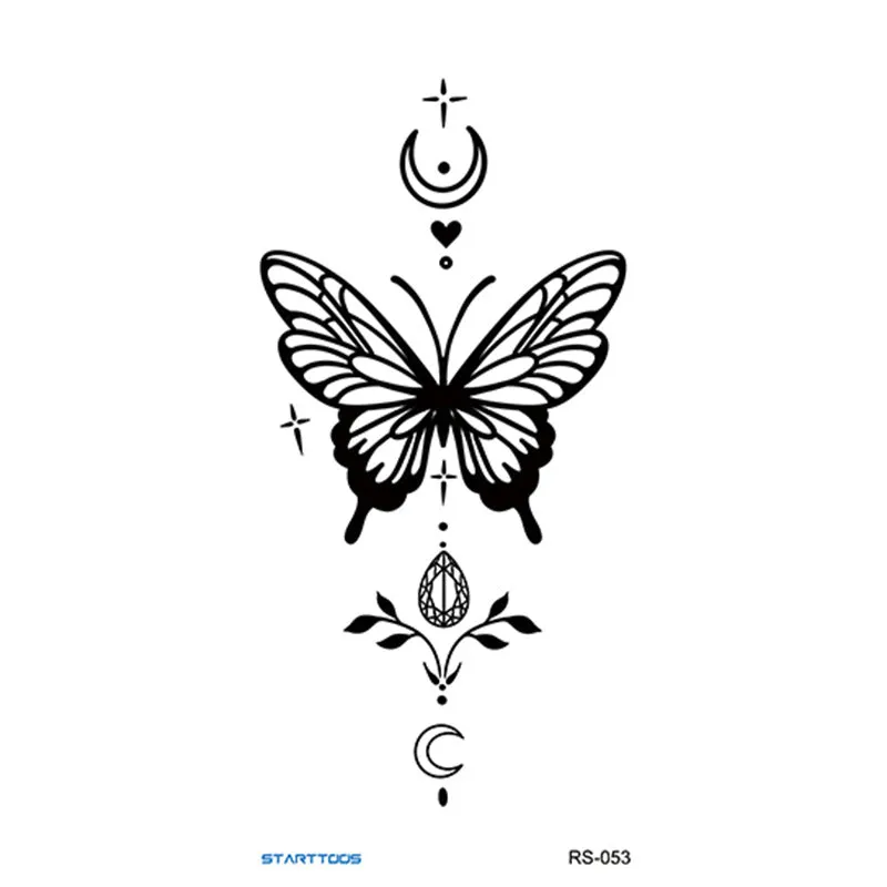 Creative Home flowers and plants tattoo sticker water transfer print half-handmade semi-mechanical 6x17cm decal on skin