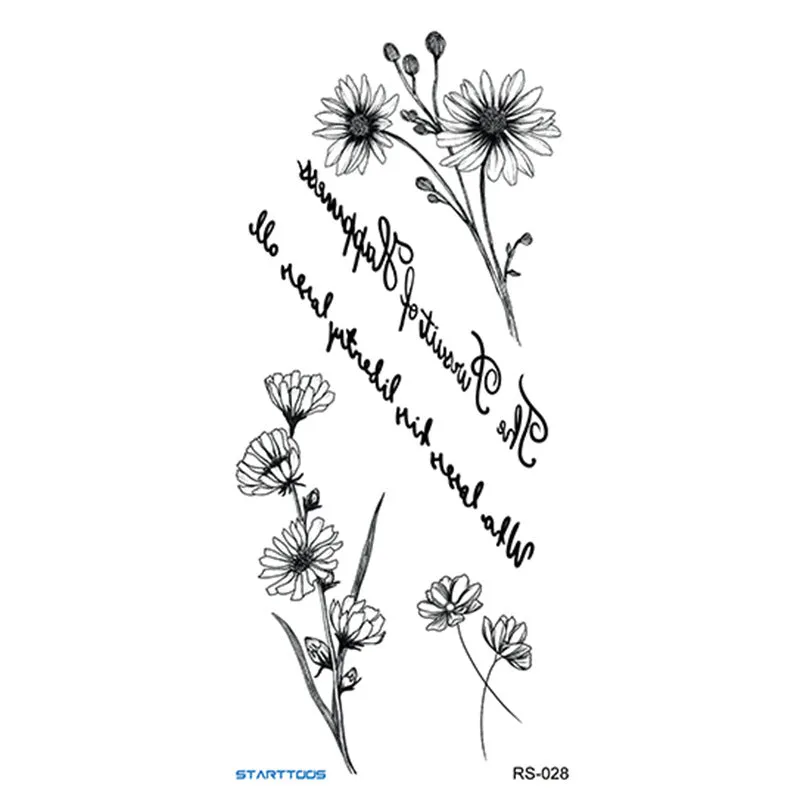 Creative Home flowers and plants tattoo sticker water transfer print half-handmade semi-mechanical 6x17cm decal on skin