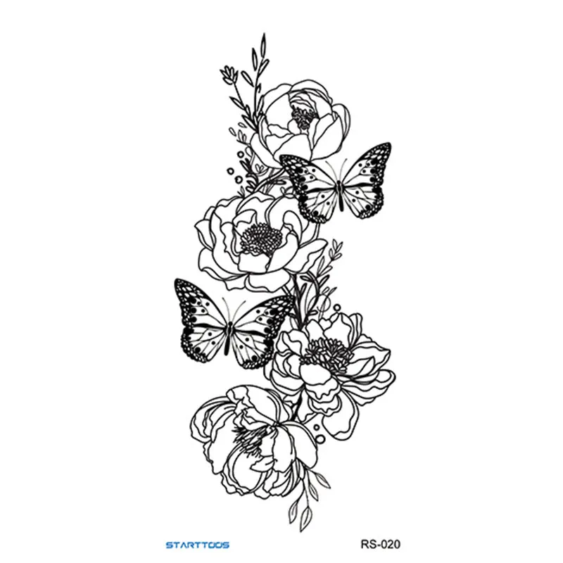 Creative Home flowers and plants tattoo sticker water transfer print half-handmade semi-mechanical 6x17cm decal on skin