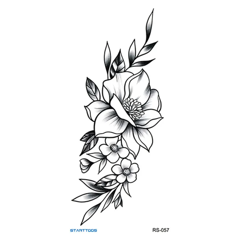 Creative Home flowers and plants tattoo sticker water transfer print half-handmade semi-mechanical 6x17cm decal on skin