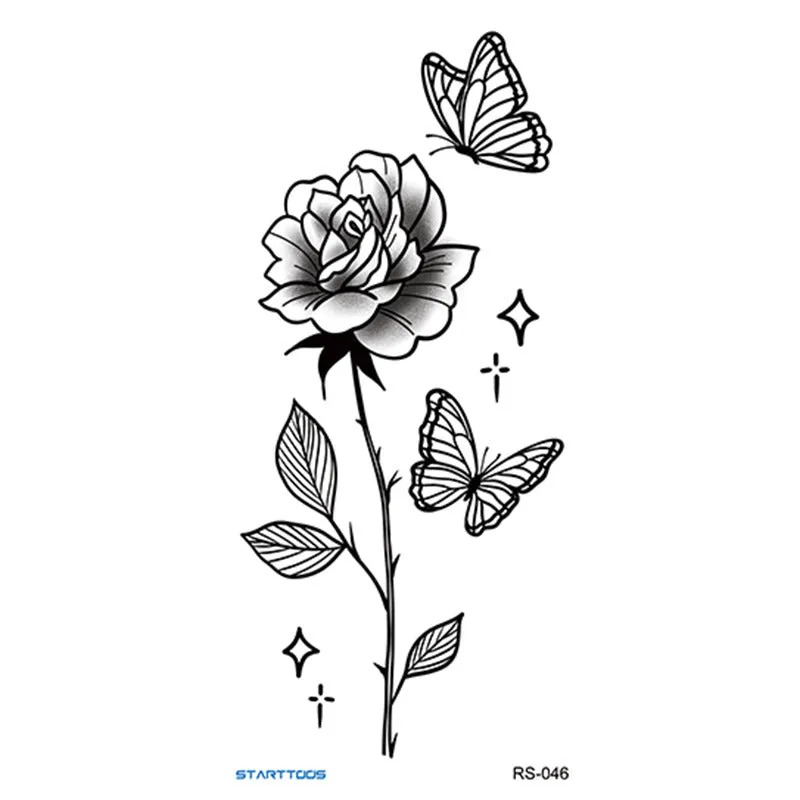 Creative Home flowers and plants tattoo sticker water transfer print half-handmade semi-mechanical 6x17cm decal on skin