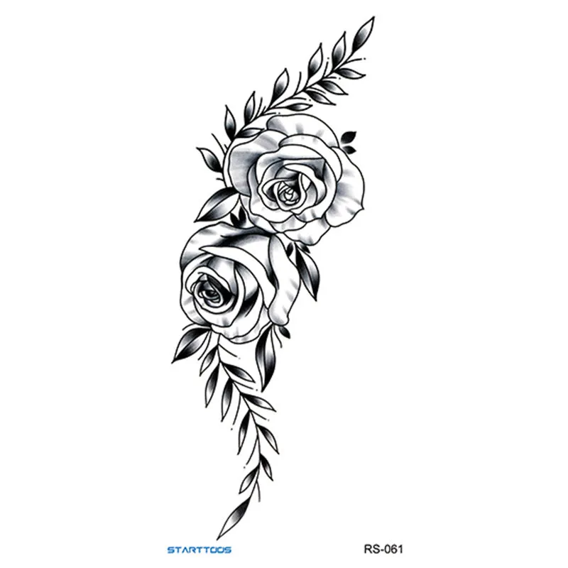 Creative Home flowers and plants tattoo sticker water transfer print half-handmade semi-mechanical 6x17cm decal on skin