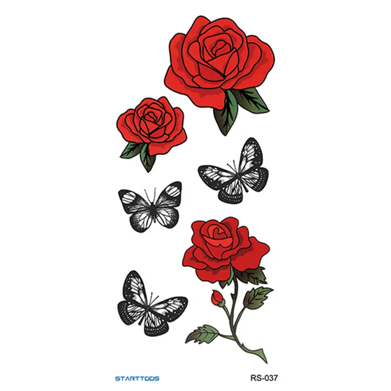 Creative Home flowers and plants tattoo sticker water transfer print half-handmade semi-mechanical 6x17cm decal on skin