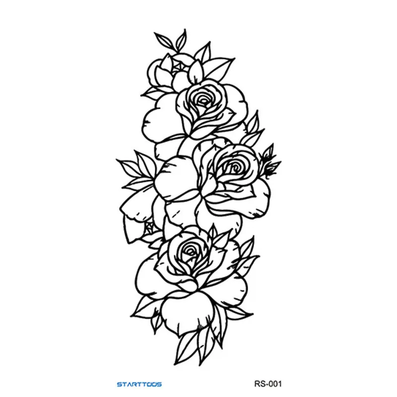Creative Home flowers and plants tattoo sticker water transfer print half-handmade semi-mechanical 6x17cm decal on skin