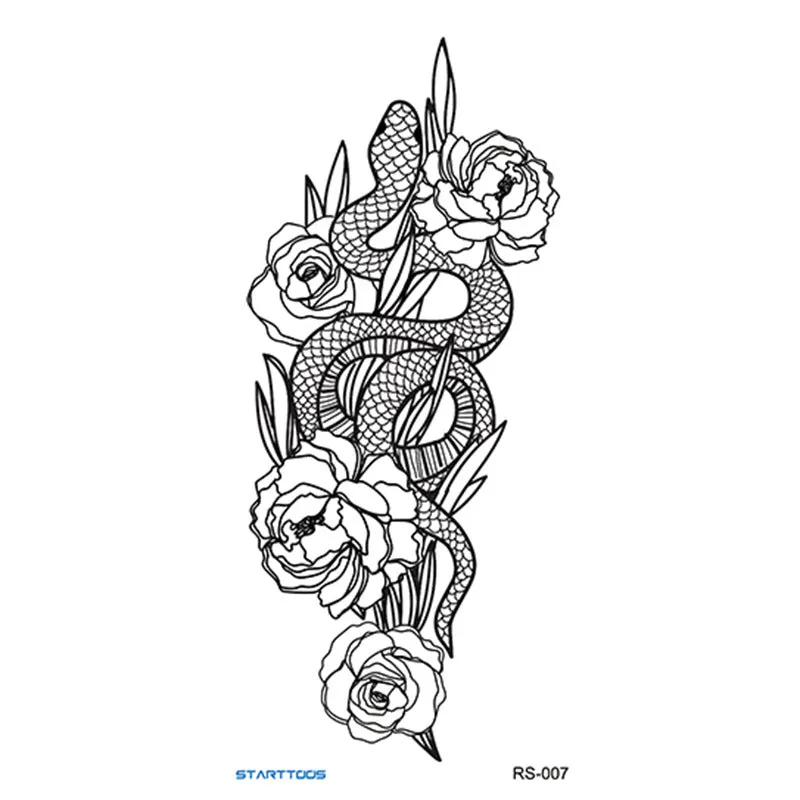 Creative Home flowers and plants tattoo sticker water transfer print half-handmade semi-mechanical 6x17cm decal on skin
