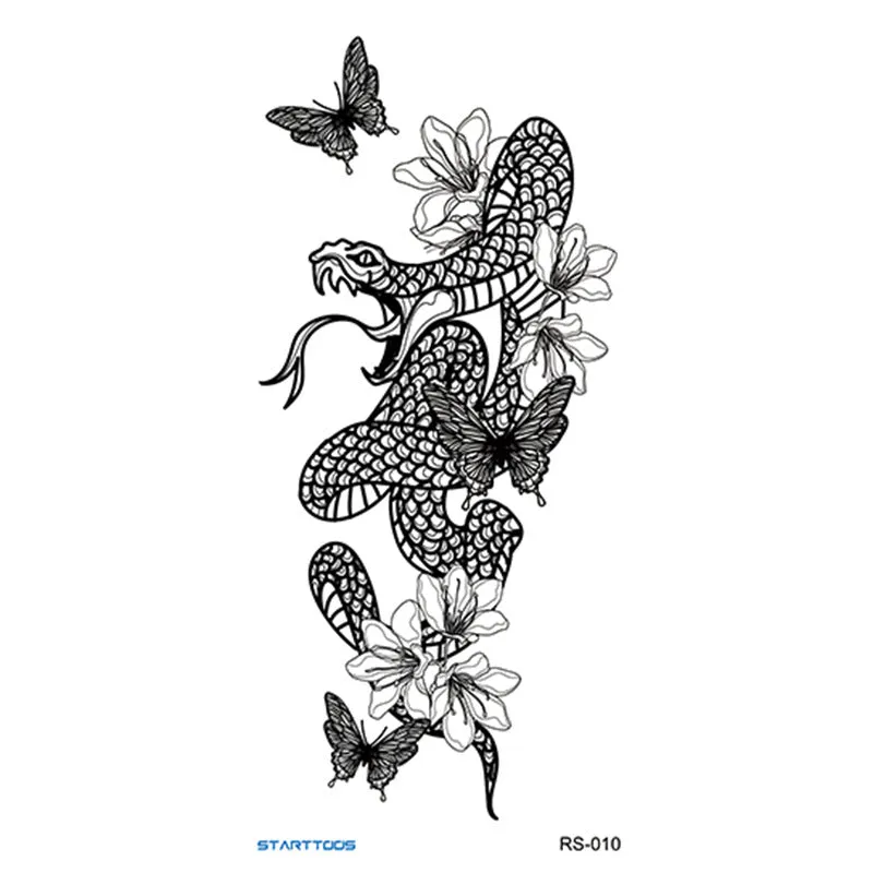 Creative Home flowers and plants tattoo sticker water transfer print half-handmade semi-mechanical 6x17cm decal on skin