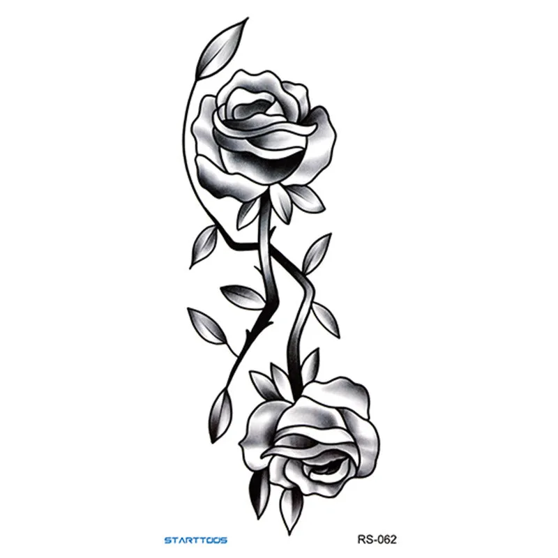 Creative Home flowers and plants tattoo sticker water transfer print half-handmade semi-mechanical 6x17cm decal on skin