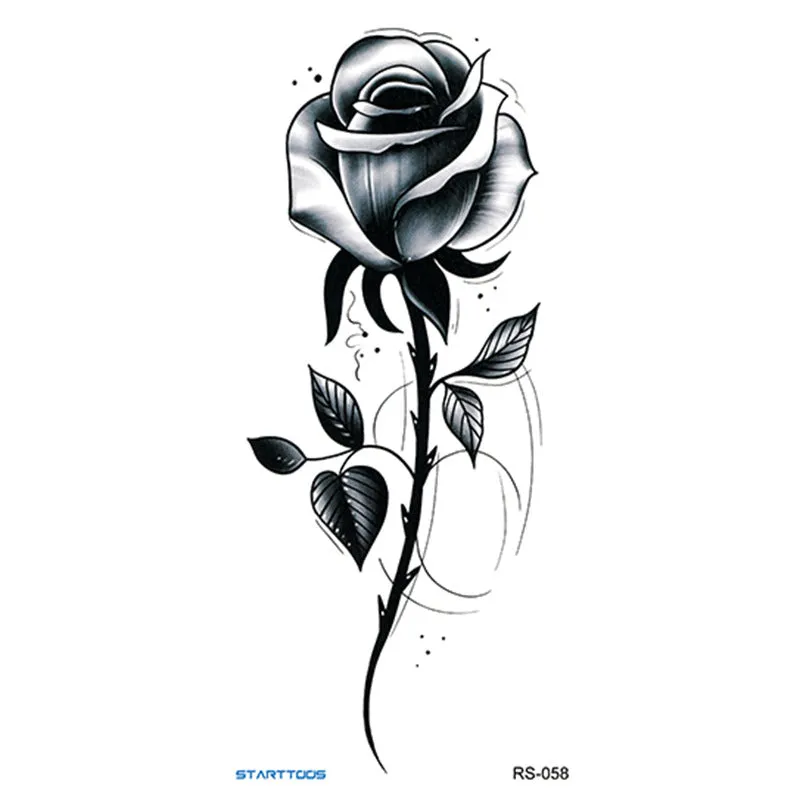 Creative Home flowers and plants tattoo sticker water transfer print half-handmade semi-mechanical 6x17cm decal on skin
