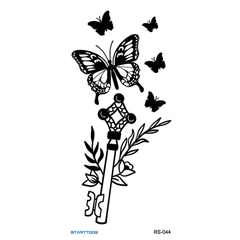 Creative Home flowers and plants tattoo sticker water transfer print half-handmade semi-mechanical 6x17cm decal on skin