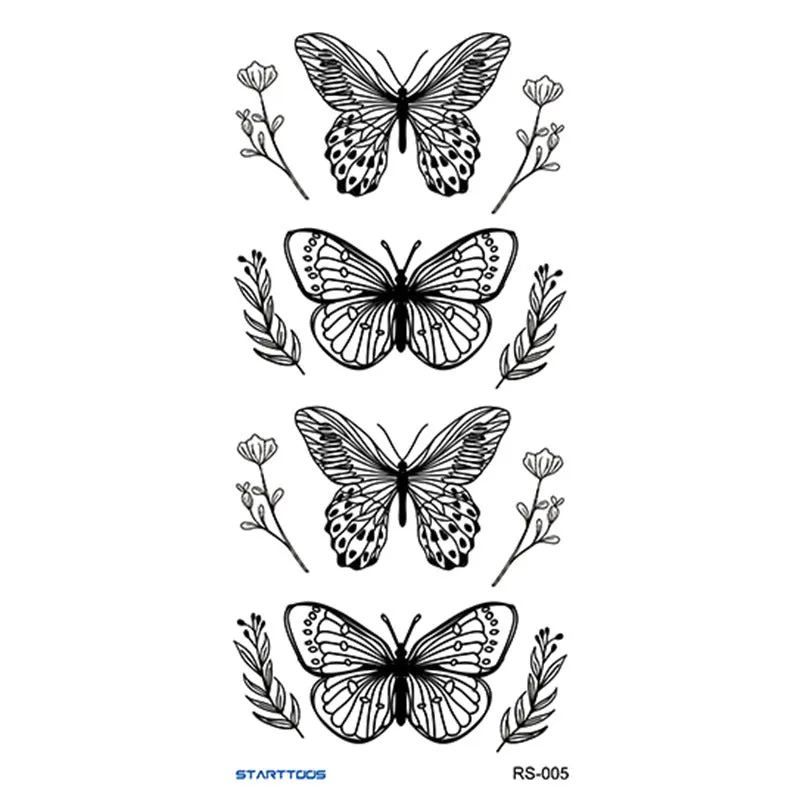 Creative Home flowers and plants tattoo sticker water transfer print half-handmade semi-mechanical 6x17cm decal on skin