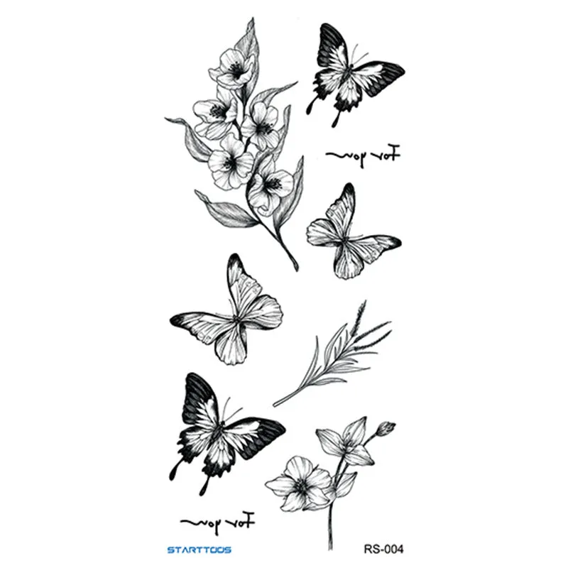 Creative Home flowers and plants tattoo sticker water transfer print half-handmade semi-mechanical 6x17cm decal on skin