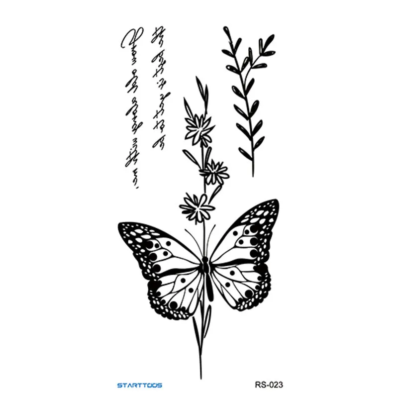 Creative Home flowers and plants tattoo sticker water transfer print half-handmade semi-mechanical 6x17cm decal on skin