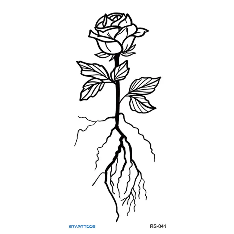 Creative Home flowers and plants tattoo sticker water transfer print half-handmade semi-mechanical 6x17cm decal on skin
