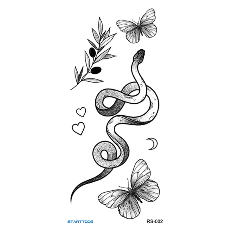 Creative Home flowers and plants tattoo sticker water transfer print half-handmade semi-mechanical 6x17cm decal on skin