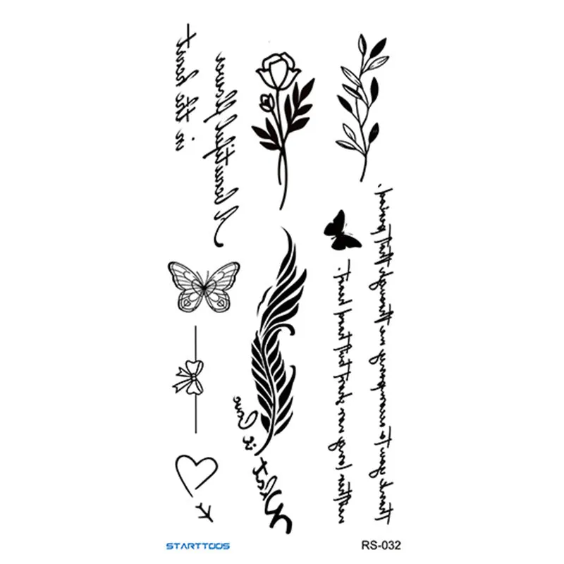 Creative Home flowers and plants tattoo sticker water transfer print half-handmade semi-mechanical 6x17cm decal on skin