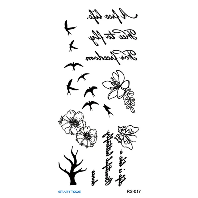 Creative Home flowers and plants tattoo sticker water transfer print half-handmade semi-mechanical 6x17cm decal on skin