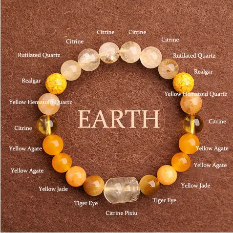 Five Elements crystal bracelet with green strawberry quartz beads in 10mm size, auspicious patterns, on white background