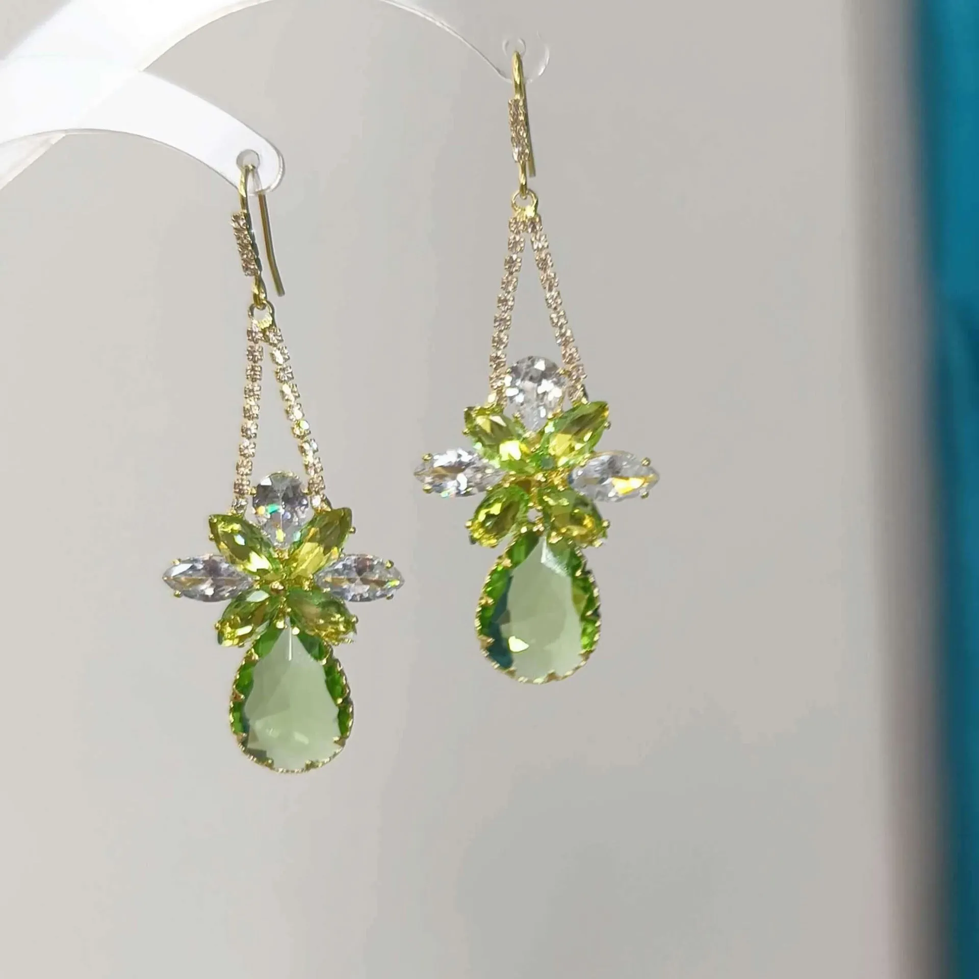 Copper butterfly earrings with inlaid zircon for women light luxury style