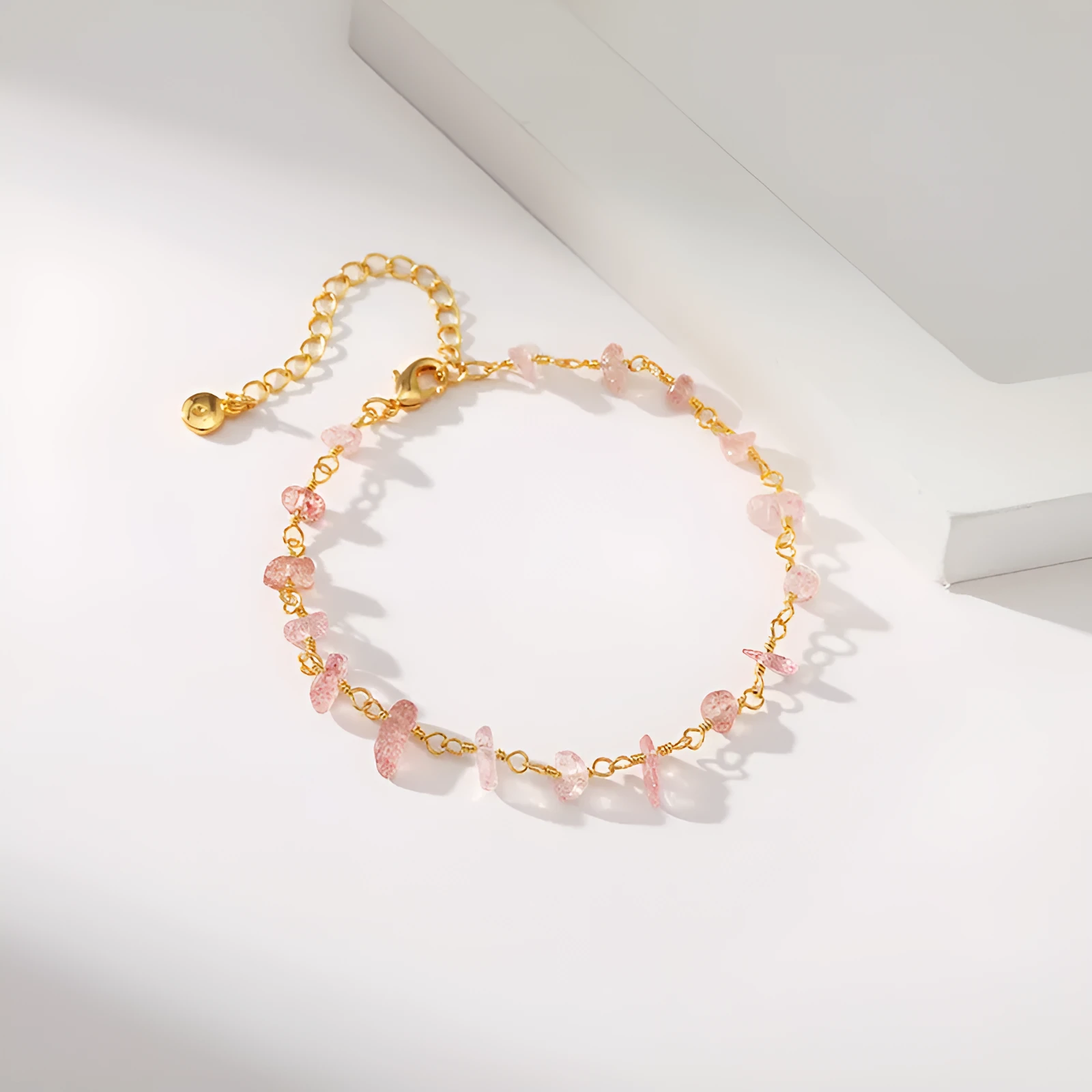 Geometric women's bracelet with irregular natural gravel turquoise stones on 18K copper band