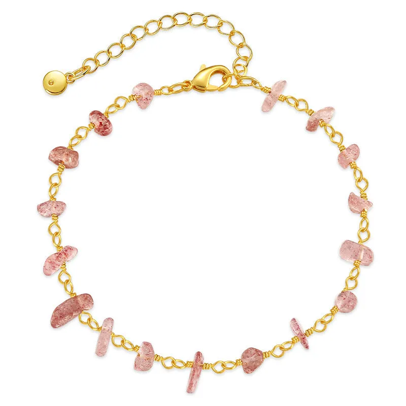 Geometric women's bracelet with irregular natural gravel turquoise stones on 18K copper band