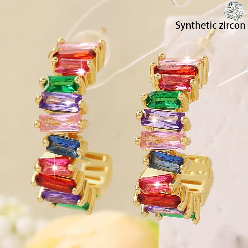 High-grade fashionable temperamental all-match ear studs in electroplated copper with irregular geometric shape