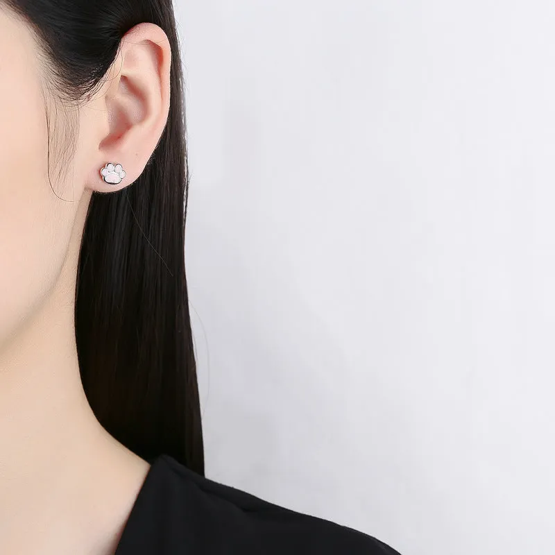 925 sterling silver cat's paw geometric stud earrings with rose gold electroplated colour, earplug style