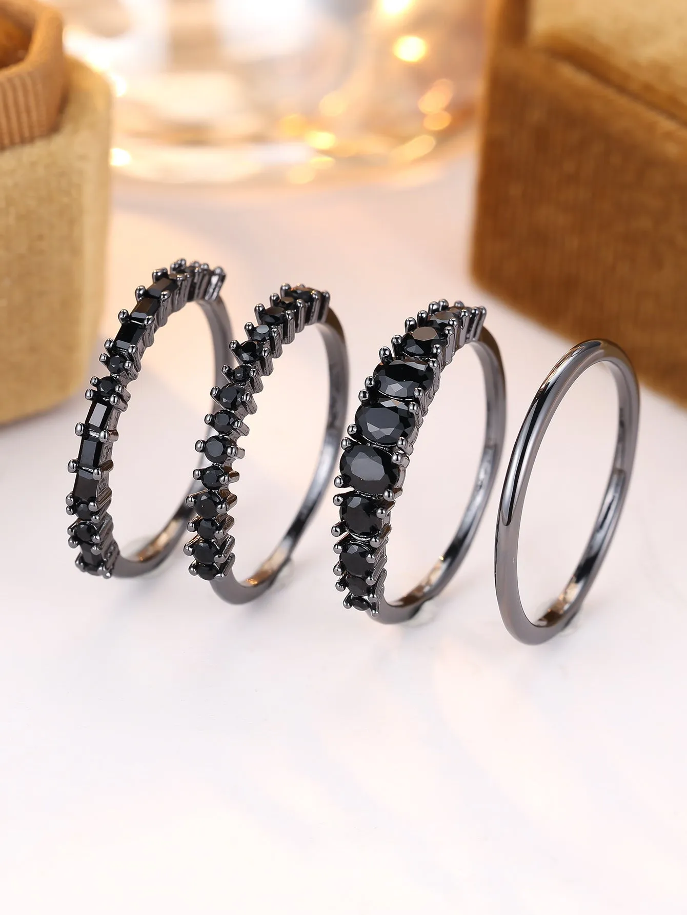 Round copper ring set with cubic zirconium electroplated finish in gold white diamond colour unisex style