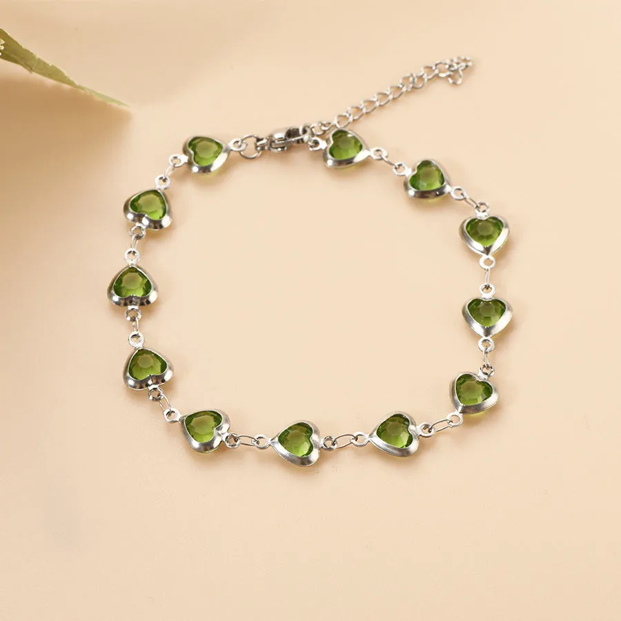 Devil's Eye geometric heart bracelet in stainless steel showing colourful electroplated finish