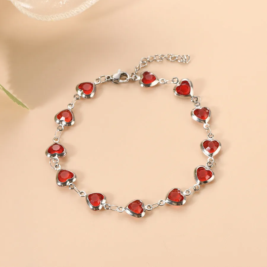 Devil's Eye geometric heart bracelet in stainless steel showing colourful electroplated finish