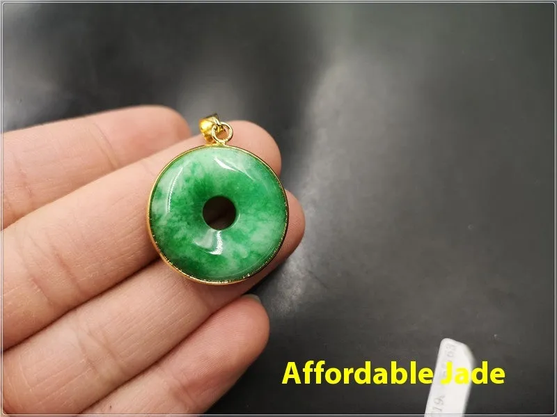 Green jade water drop pendant with white background gray jade and safety buckle
