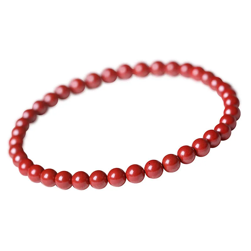 Polished cinnabar bracelet with purple gold sand beads and constellation motif, available in 4mm 5mm 6mm