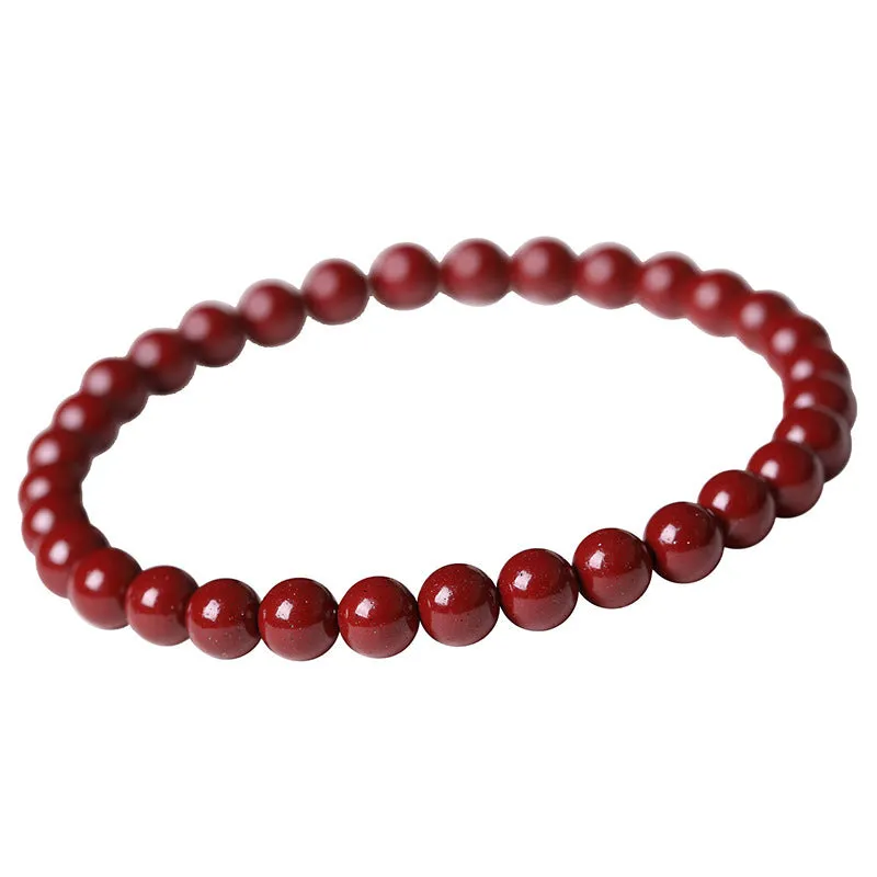Polished cinnabar bracelet with purple gold sand beads and constellation motif, available in 4mm 5mm 6mm