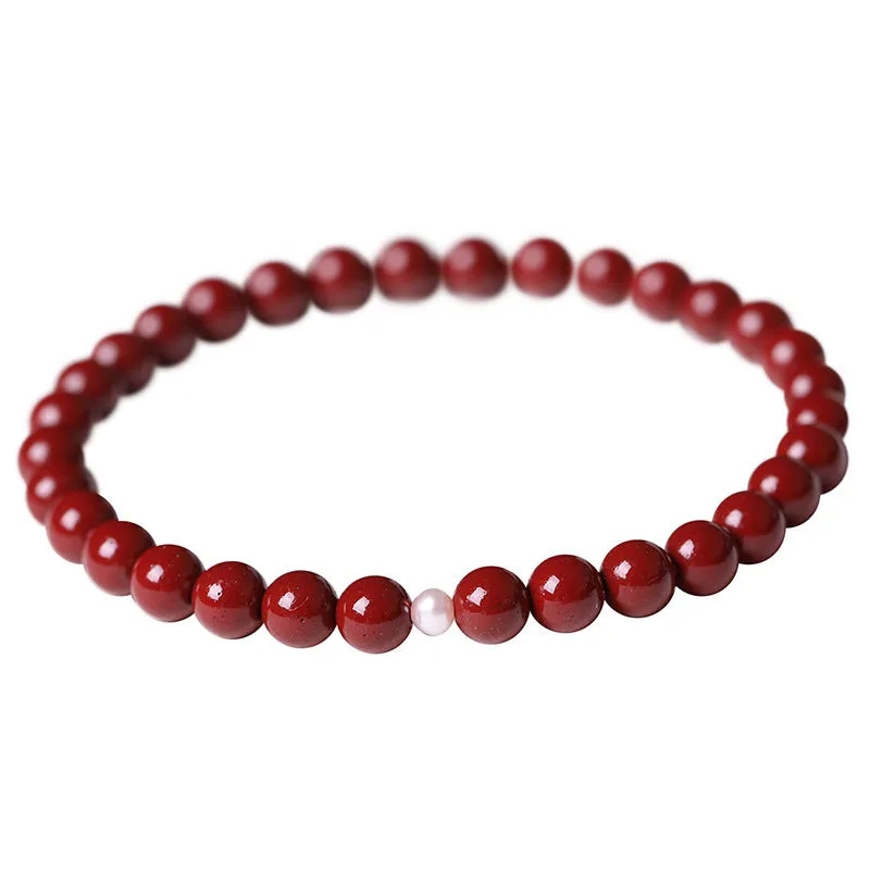 Polished cinnabar bracelet with purple gold sand beads and constellation motif, available in 4mm 5mm 6mm