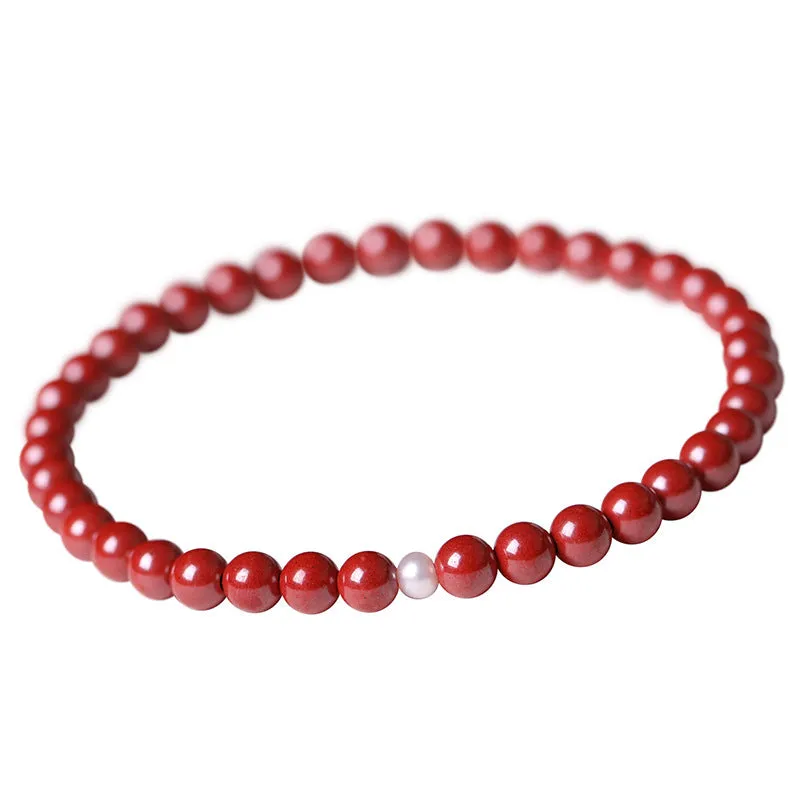 Polished cinnabar bracelet with purple gold sand beads and constellation motif, available in 4mm 5mm 6mm