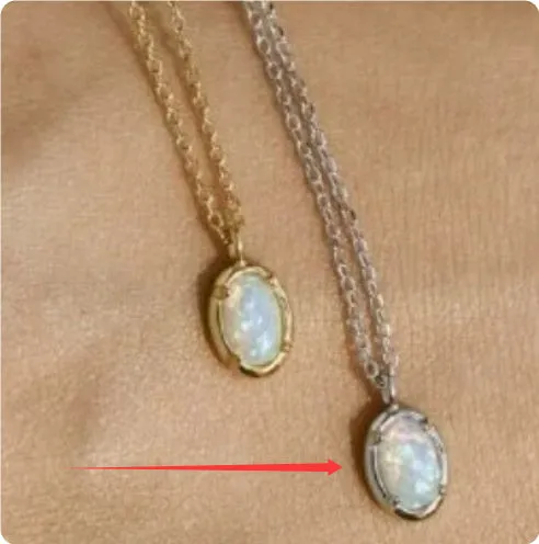 S925 sterling silver pendant necklace with geometric oval jelly opal design and 14K gold plating