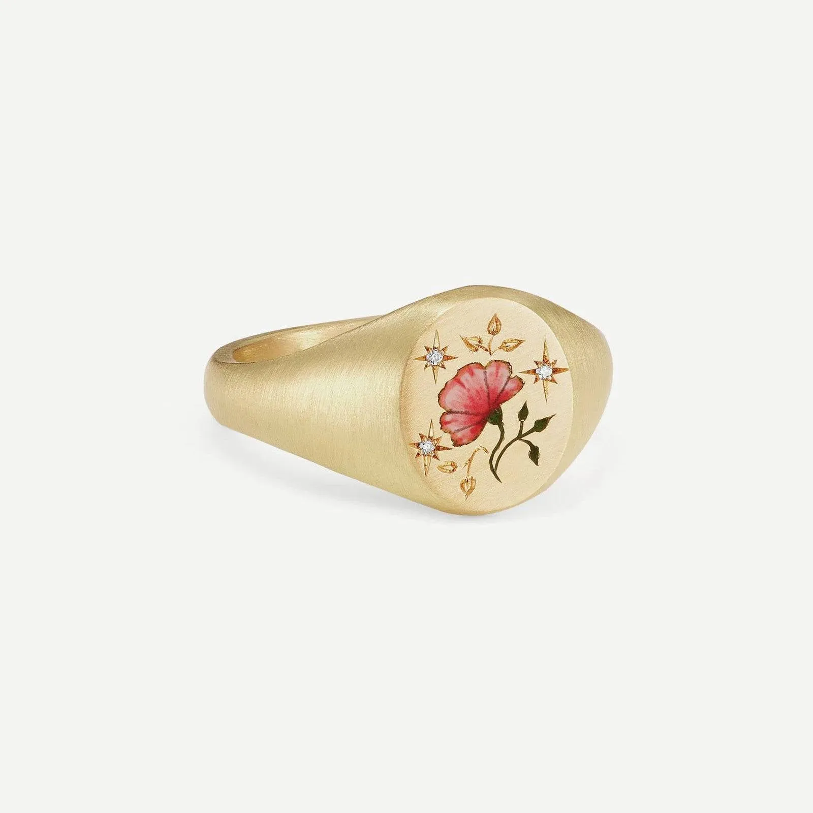 New Flower Stainless Steel Light Luxury Painted Ring in geometric shape with floral motif, available in multiple colours including Daisy and Peach Pink